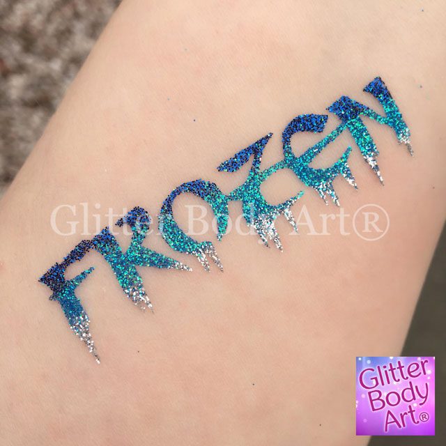 frozen Frozen wordart glitter tattoo stencil