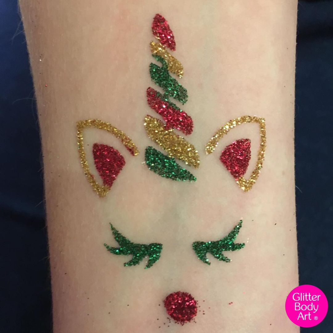 festive unicorn lashes glitter tattoo stencil union lashes festive version