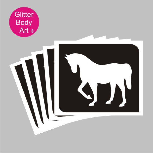 horse_glitter_tattoo_stencil_038 pony temporary tattoo stencil, horse stencils