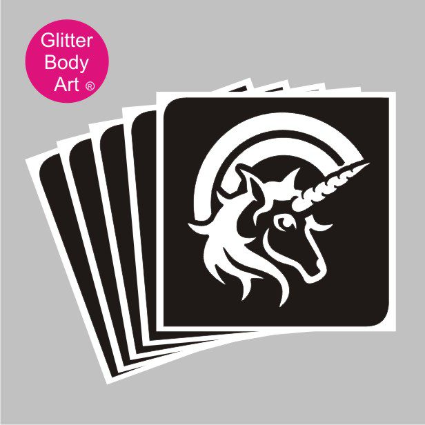 unicorn rainbow glitter tattoo stencil 448 rainbow unicorn temporary tattoos stencil