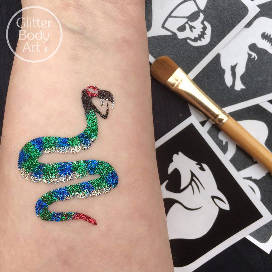 Snake GBA-016 snake temporary tattoo for kids, snake glitter tattoo, reptile birthday party tattoo