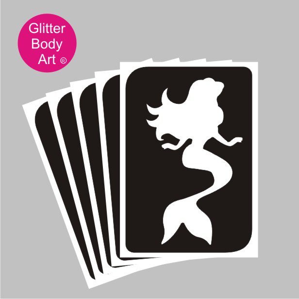 mermaid glitter tattoo stencil 459 mermaid temporary tattoo stencil