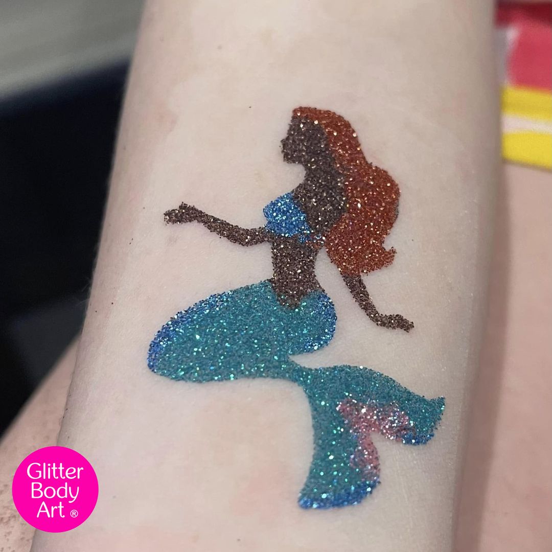 mermaid glitter tattoo stencil Mermaid Glitter Tattoo Stencil