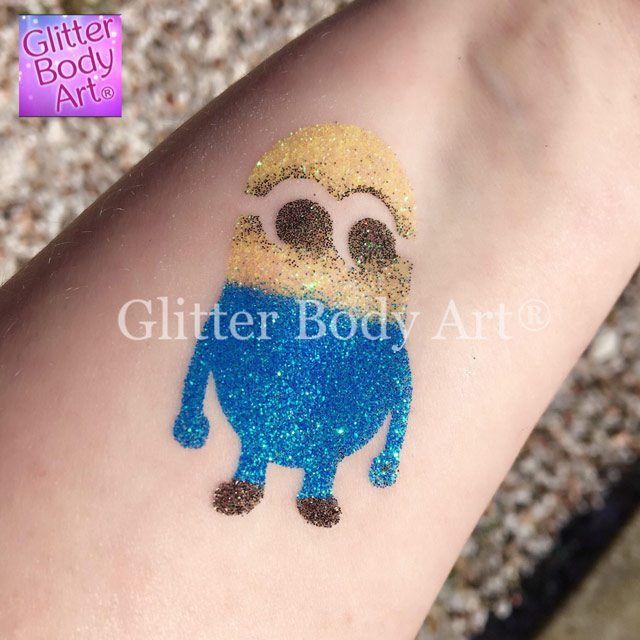 Minion Minion temporary tattoo stencil, boys glitter tattoos