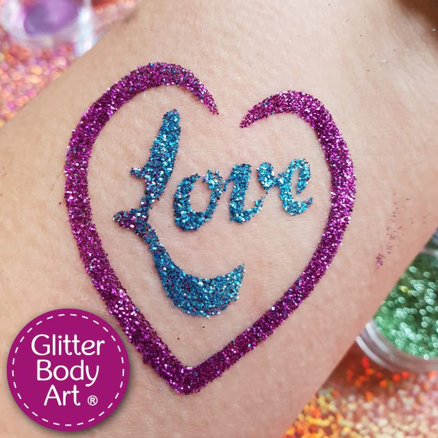 Stencil-Heart-004 Love heart temporary tattoo stencil for love glitter tattoos