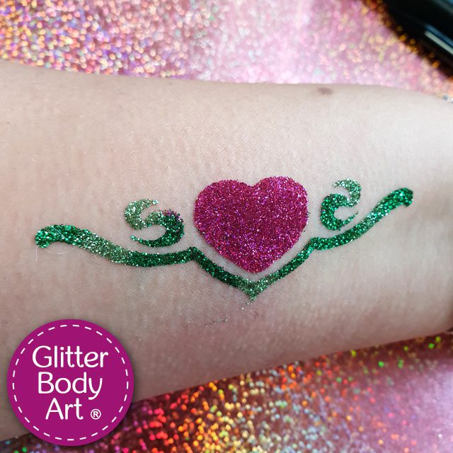 Stencil-Heart-008 heart temporary tattoo stencil, valentine heart glitter tattoo