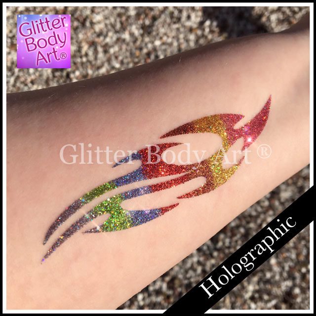Glitter-Pic-Tribal tribal holographic temporary tattoo stencil for boys glitter tattoos