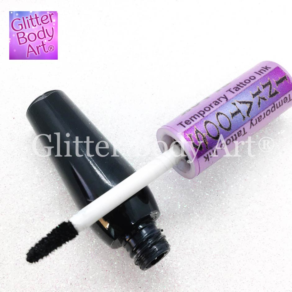 Inkatoos-Ink-Wand Inkatto, black body paint, black temporary tattoos, black face paint.