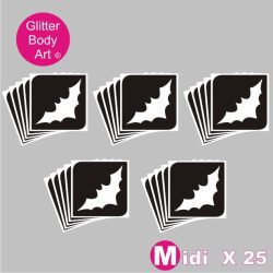 25 midi sized bat stencils for temporary tattoos