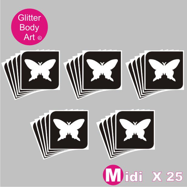butterfly glitter tattoo stencil 065 midi sized butterfly temporary tattoo stencils for children's glitter tattoos