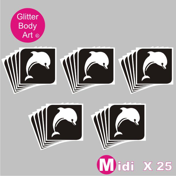 dolphin glitter tattoo stencil 022 25 midi sized dolphin temporary tattoo stencils for glitter tattoos