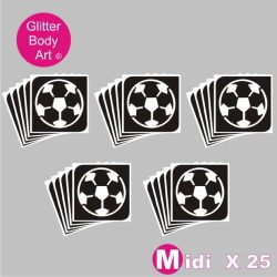 25 midi sized football temporary tattoo stencils for glitter tattoos
