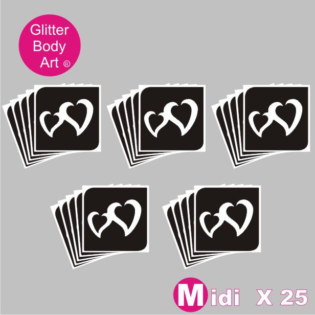 hearts glitter tattoo stencil 075 25 midi sized heart temporary tattoo stencils for glitter tattoos
