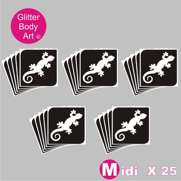 lizard glitter tattoo stencil 049 25 midi lizard/gecko temporary tattoo stencils for glitter tattoos