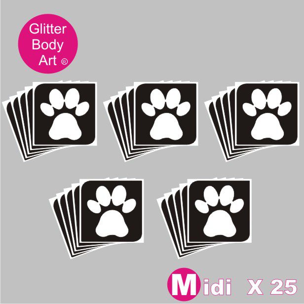 paw print glitter tattoo stencil 056 25 midi sized animal pawprint temporary tattoo stencil for glitter tattoos