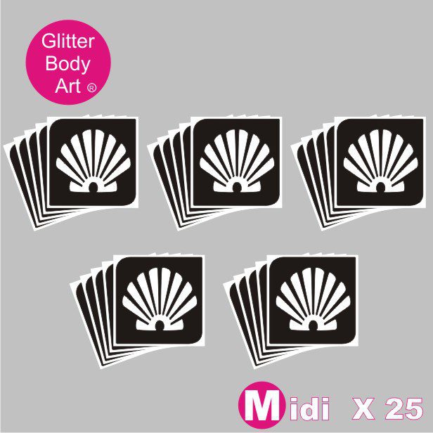 shell_glitter_tattoo_stencil_026 25 midi sized clam shell temporary tattoo stencils for glitter tattoos