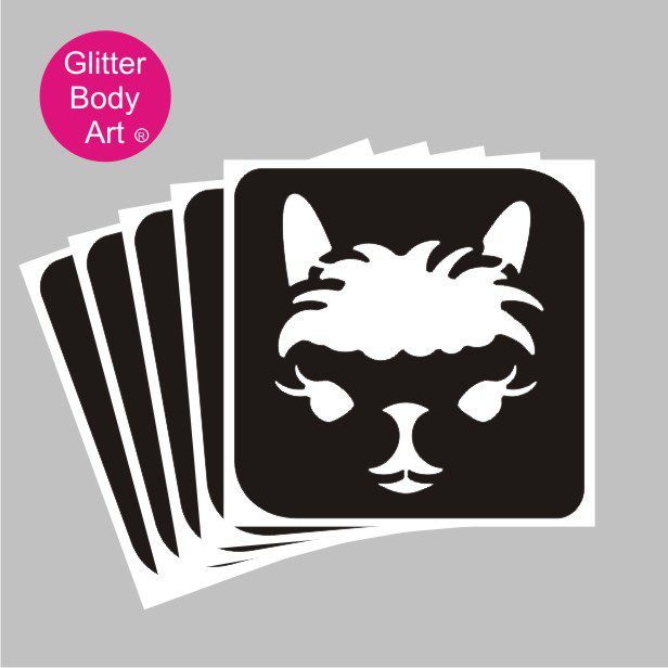 lama_glitter_tattoo_stencil_304 cute llama with eyelashes temporary tattoo stencils