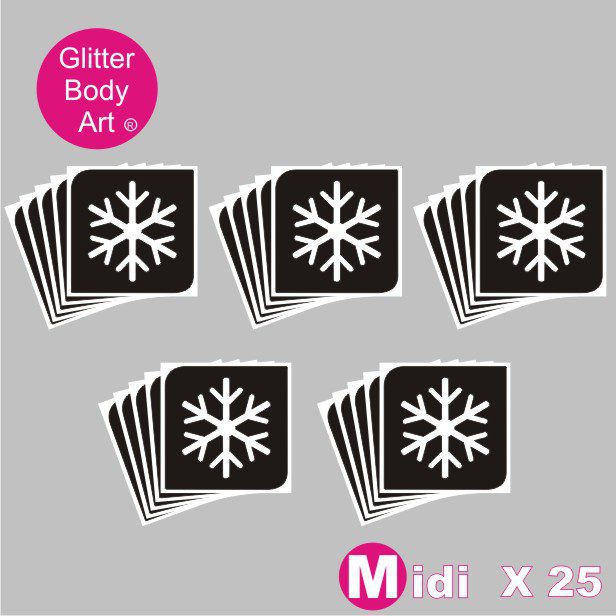 snowflake glitter tattoo stencil 076 25 midi sized Christmas snowflake temporary tattoo stencils for glitter tattoos