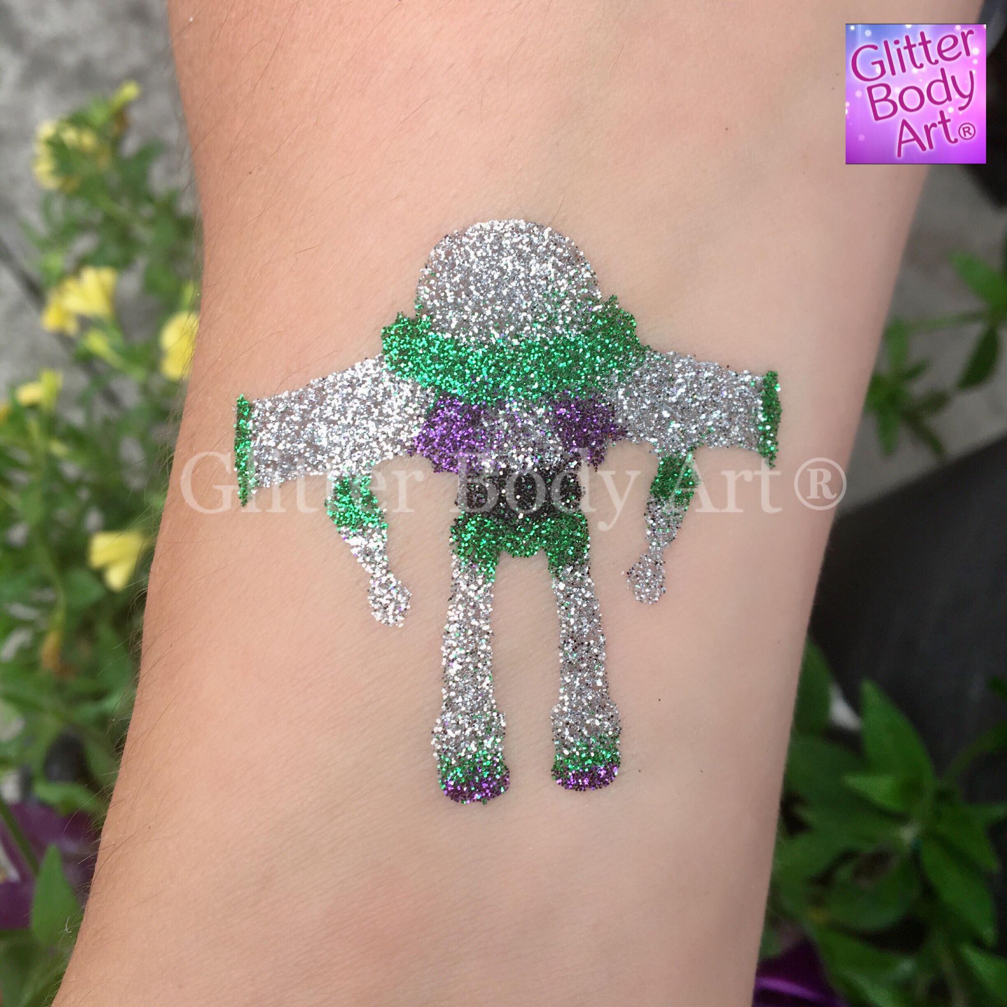 buzz lightyear buzz light temporary tattoo stencil for Toy Story Brithday Party theme glitter tattoos