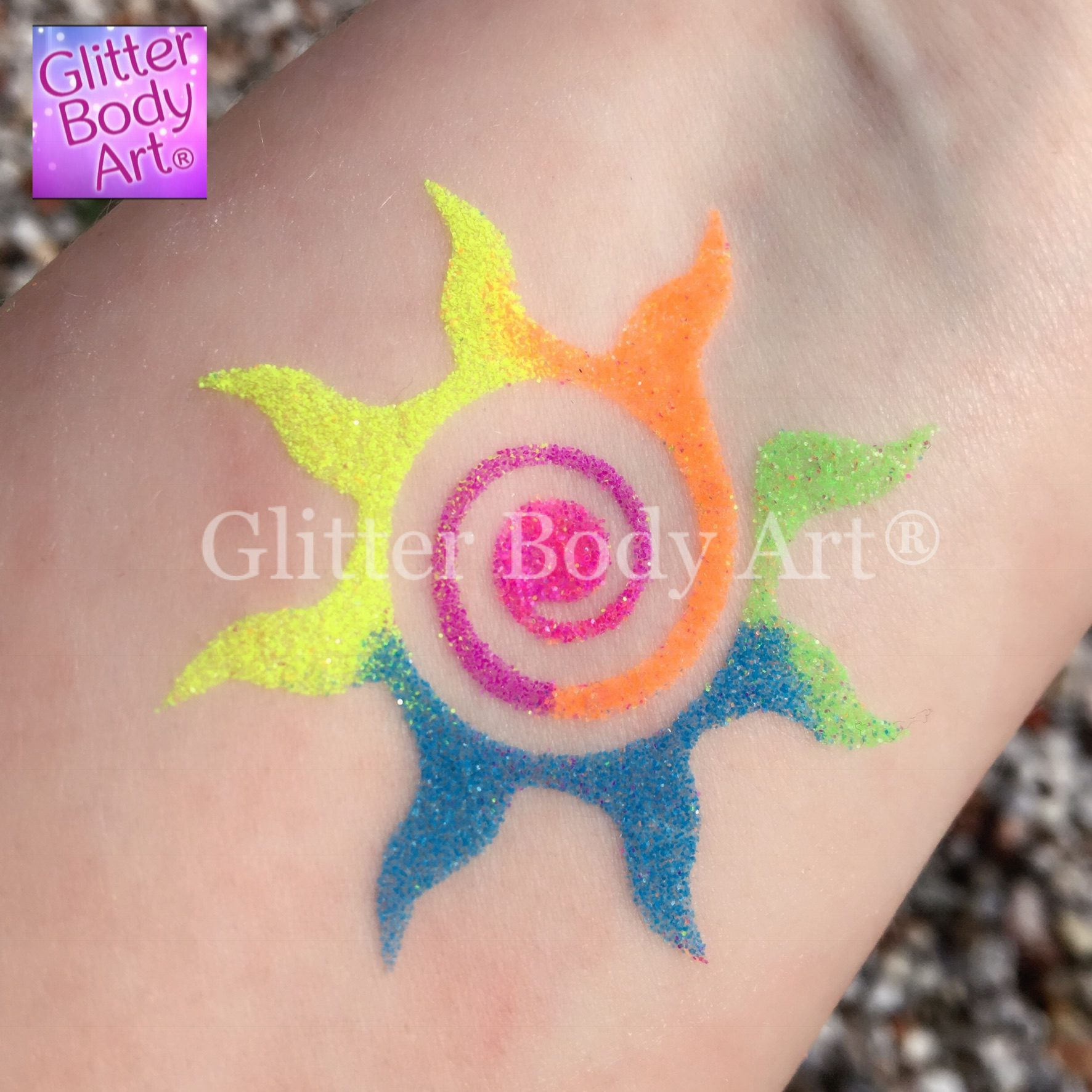 swirly sun Swirly Sun Temporary tattoo stencils for kids glitter tattoos
