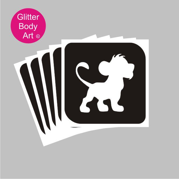 lion cub glitter tattoo stencil 351 cute lioni cub, Simba, Lion King temporary tattoo stencil