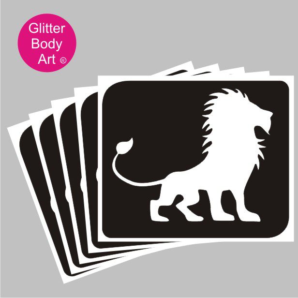 lion glitter tattoo stencil 352 Lion King, Mufasa Lion temporary tattoo stencil, Tiger stencil
