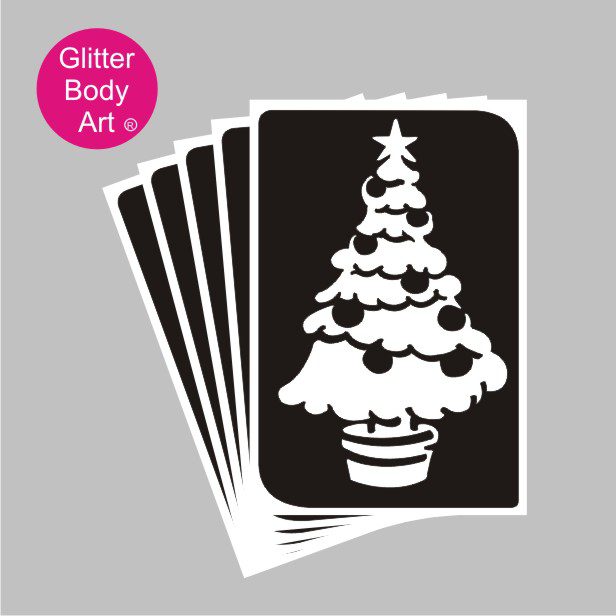 christmas tree glitter tattoo stencil 367 Christmas tree temporary tattoo stencil