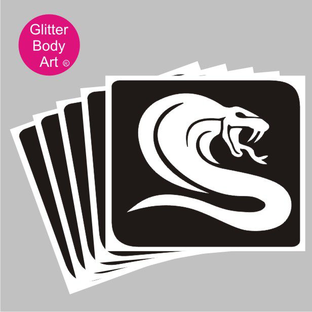 cobra snake glitter tattoo stencil 396 Cobra Snake Temporary Tattoo Stencils