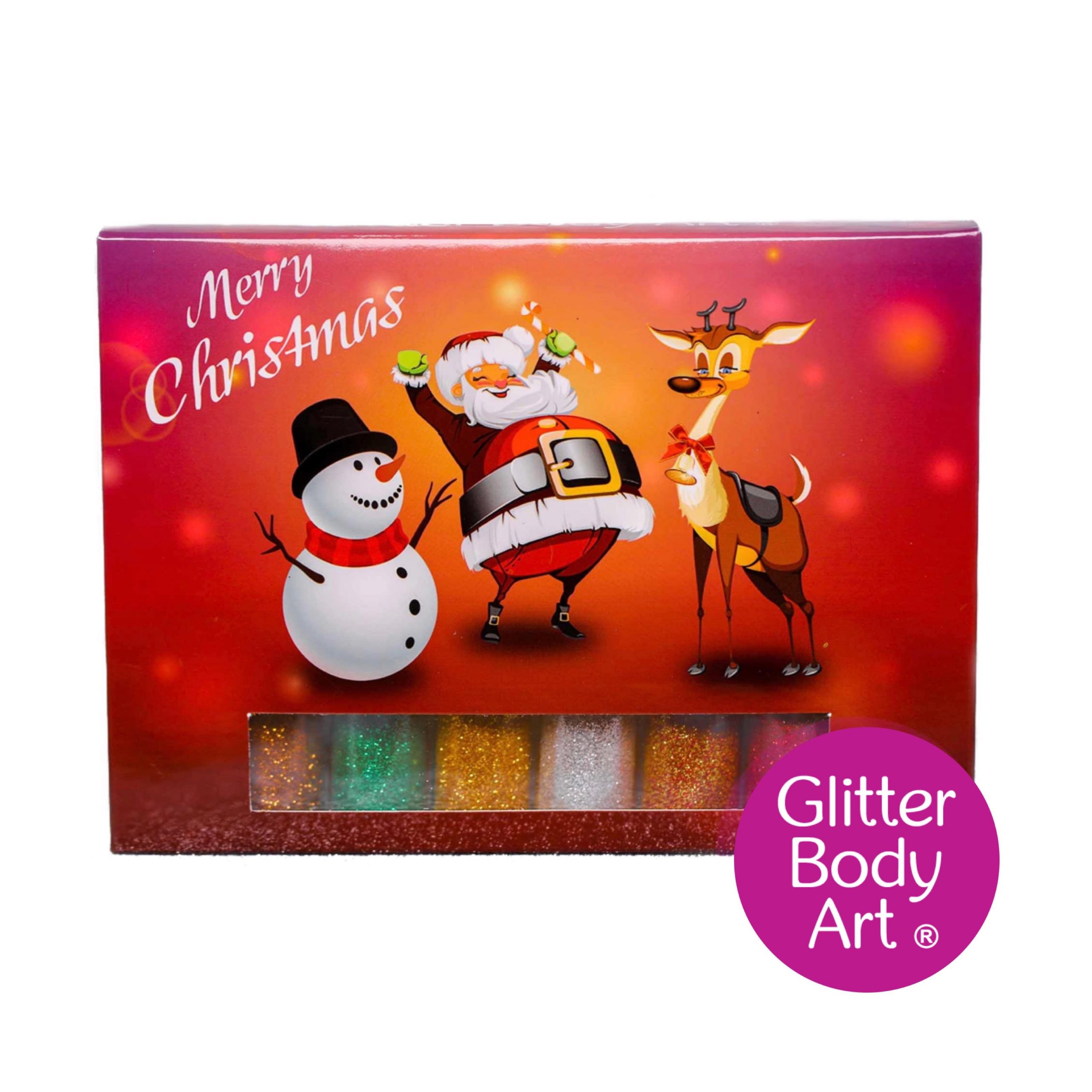 Christmas Box christmas glitter tattoo kit with christmas tmeporary tattoos and glitter