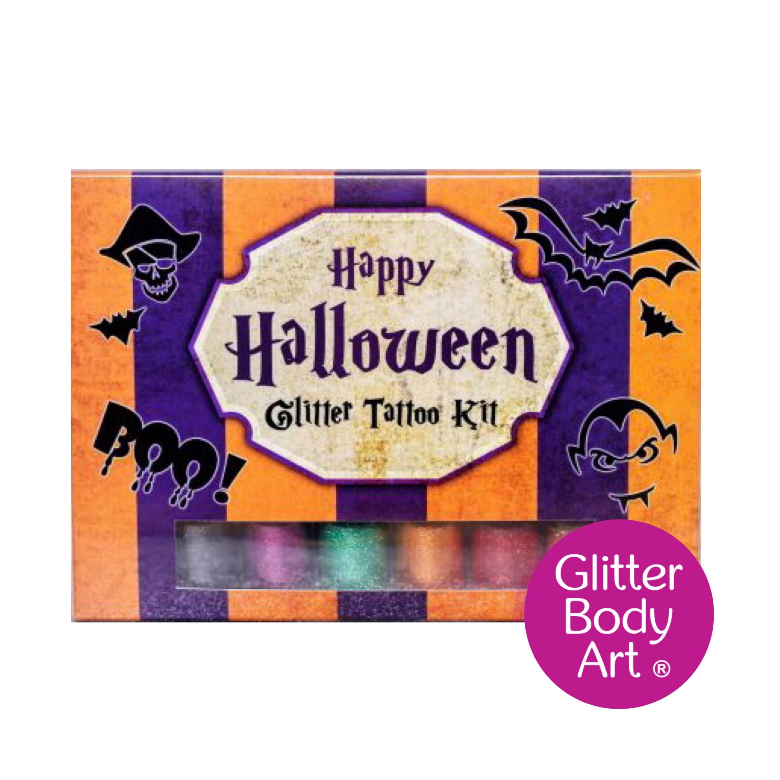 Halloween Box halloween glitter tattoo kit with halloween stencils and glitters