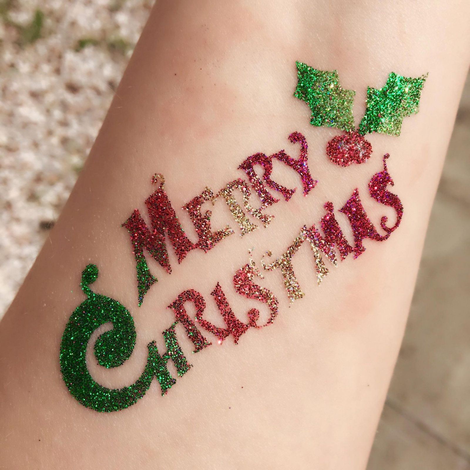 Merry Christmas Tattoo Stencil Merry Christmas Glitter Tattoo