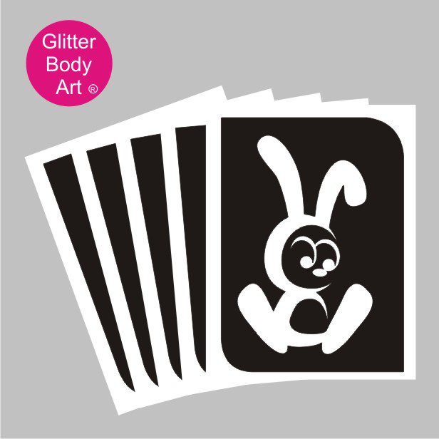 001 Easter bunny glitter tattoo stencil