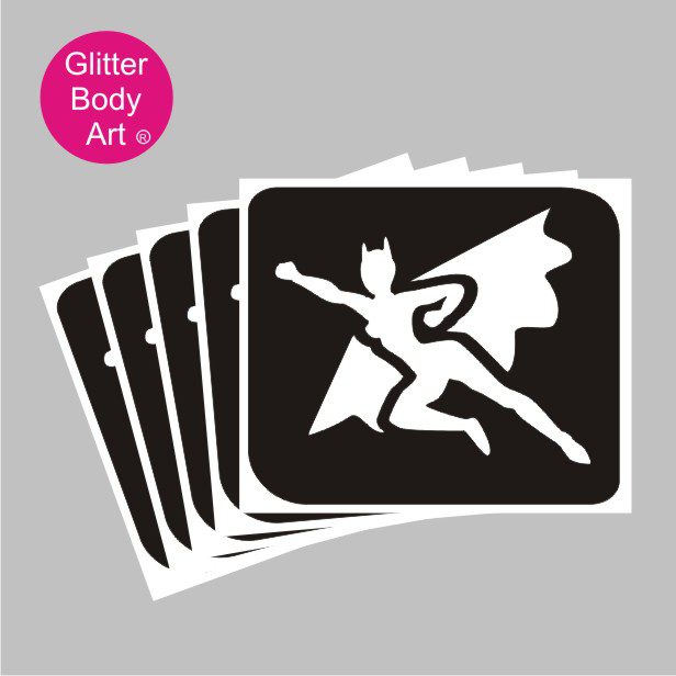 bat woman glitter tattoo stencil 253 Bat woman temporary tattoos stencils for girls