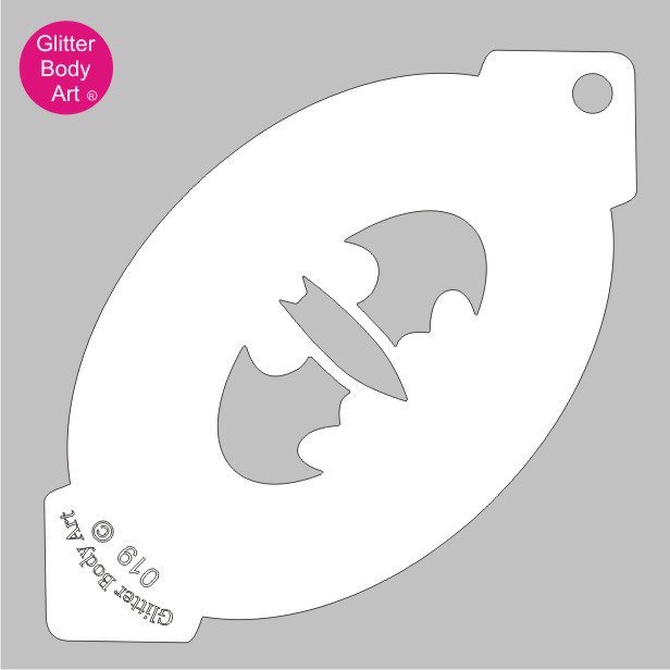 bat_face_paint_stencil_019 bat with open wings face paint stencil