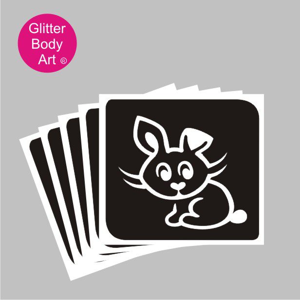 bunny_glitter_tattoo_stencil_281 cute bunny rabbit glitter tattoo stencil, bunny temporary tattoo stencil