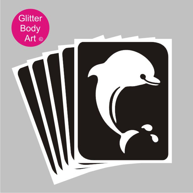 dolphin glitter tattoo stencil 181 cute dolphin splashing in water temporary tattoo stencil