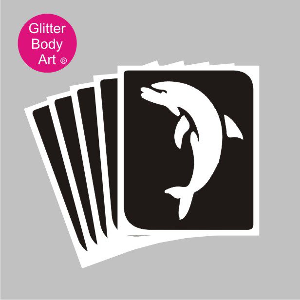 dolphin glitter tattoo stencil 186 dolphin stencil, sea life temporary tattoo stencil