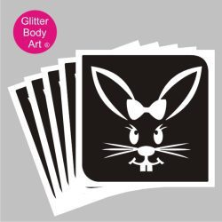 easter bunny with bow glitter tattoo stencil, easter temporary tattoo template