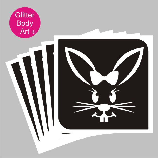 easter_bunny_glitter_tattoo_stencil_395 easter bunny with bow glitter tattoo stencil, easter temporary tattoo template