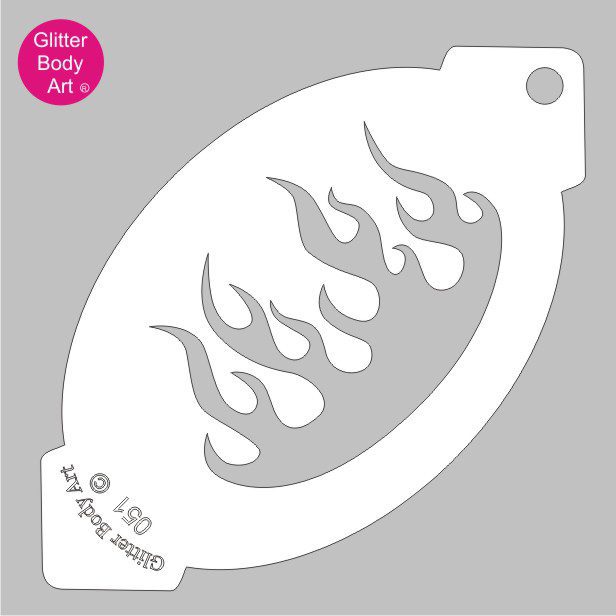 flames_face_paint_stencil_051 large flames face paint stencil