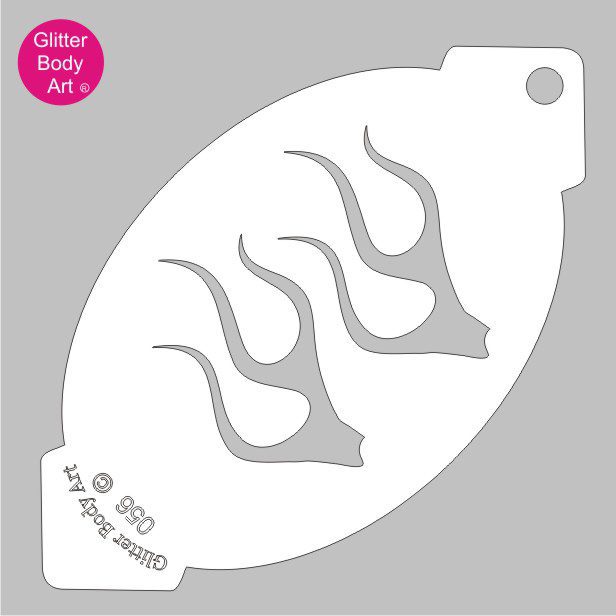 flames_face_paint_stencil_056 double fire flames face paint stencil