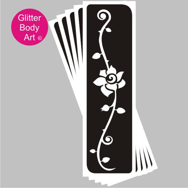 flower glitter tattoo stencil 243 rose floral design temporary tattoo stencil for the back or arm