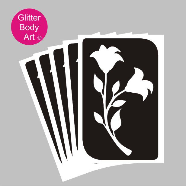 flower_glitter_tattoo_stencil_114 double headed flower temporary tattoo stencil