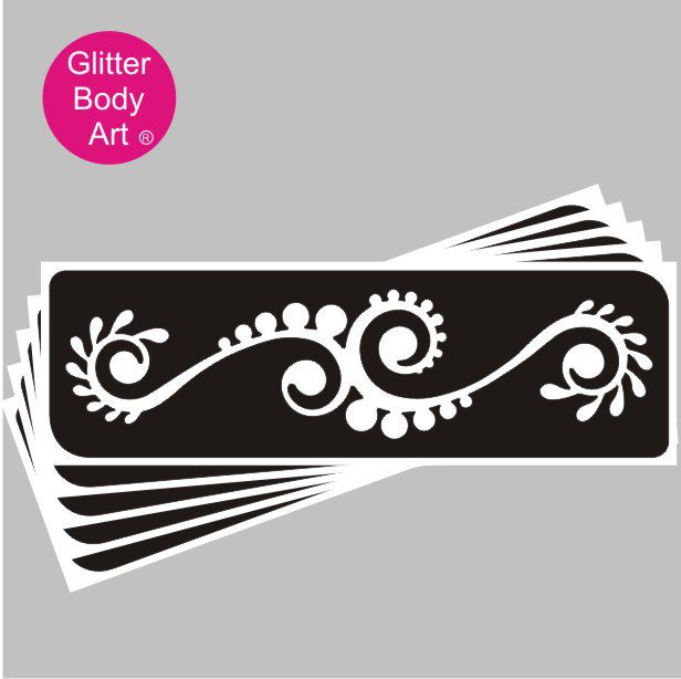 henna glitter tattoo stencil 353 circular floral plant glitter tattoo stencil for lower back or arm