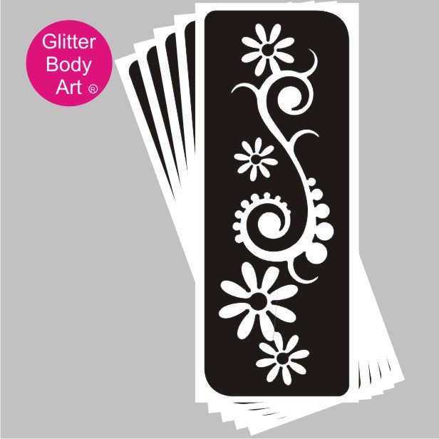 henna glitter tattoo stencil 357 daisy henna floral temporary tattoo stencil