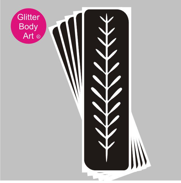 leaf_glitter_tattoo_stencil_355 fern temporary tattoo stencil for the wrist band