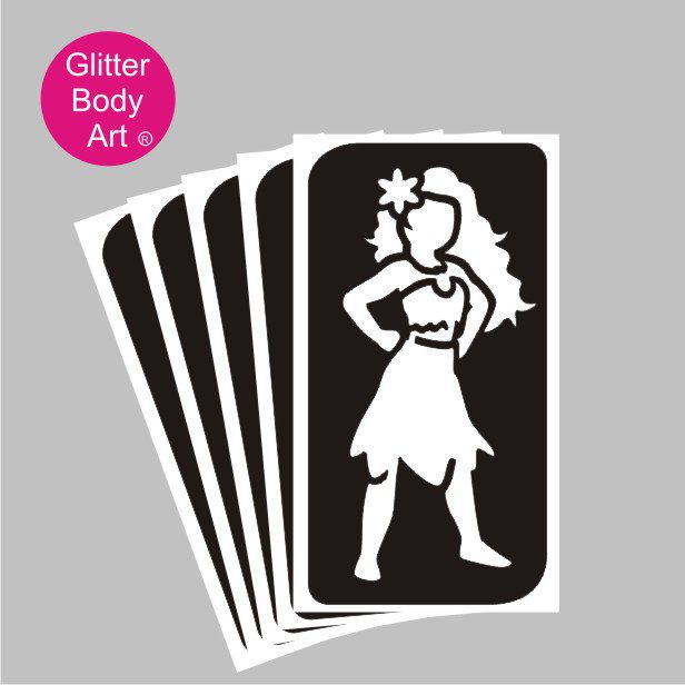 moana glitter tattoo stencil 419 Mohana temporary tattoo stencil with flower in her hair