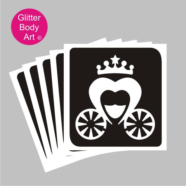 princess_carriage_glitter_tattoo_stencil 139 Disney princess carriage temporary tattoo stencil for kids glitter tattoos