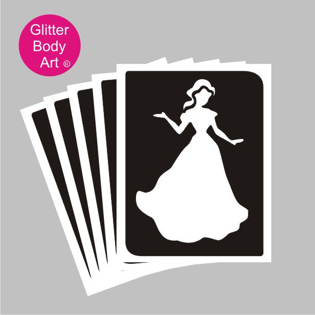 princess_glitter_tattoo_stencil_133 dancing princess temporary tattoo stencil for kids glitter tattoos, princess party idea stencil