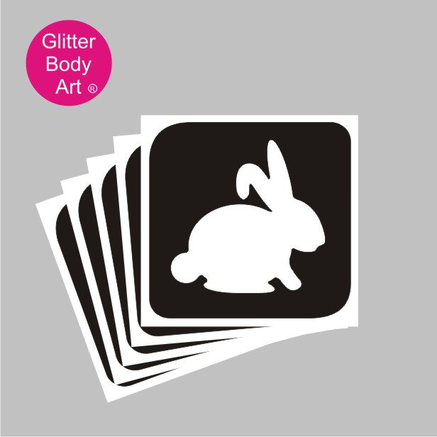 rabbit_glitter_tattoo_stencil_029 bunny rabbit glitter tattoo stencil, easter bunny temporary tattoo